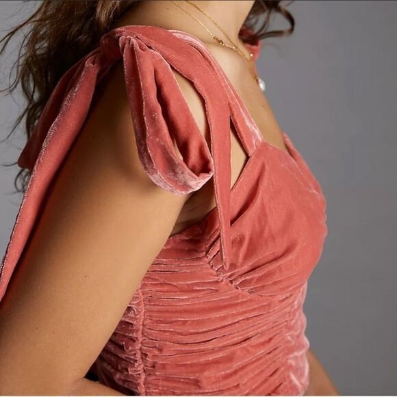 Anthropologie Corset-Seamed Velvet Top Size L - Picture 2 of 11